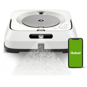 IROBOT Wischroboter Braava jet m6 (m6138) Saugroboter App-Sprachsteuerung, Nasswischen und Trockenfegen, Kartierung bunt (weiß, silberfarben) Saugroboter