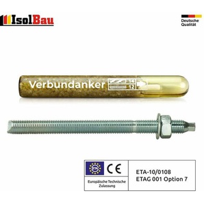 Isolbau - Verbundankerpatrone + Ankerstange set M8 M10 M12 M16 M20 M24 Mörtelpatrone Menge: 50 Stk. Größe: verank M10 + ans M10 x 130mm