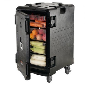 Isolierter Lebensmittelbehälter-Träger, Frontlader, Catering-Box mit Rädern, 103 L, Schwarz SPBW120-A120LNMK6V0