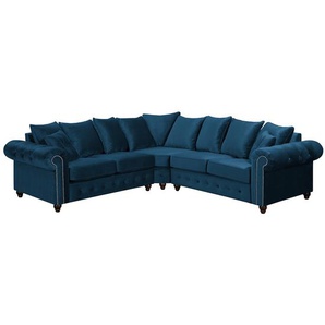 Jack & Alice Ecksofa Solita Dunkelblau Samt 260x90x260 cm