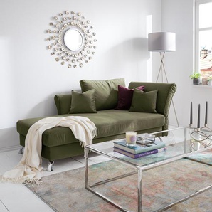 Recamiere Habay Grün/Khaki Webstoff 178 x 84 x 105cm Armlehne davorstehend rechts Glamour