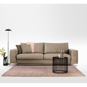 Schlafsofa Baitz I Braun/Cappuccino Samt 265 x 91 x 105cm Glamour