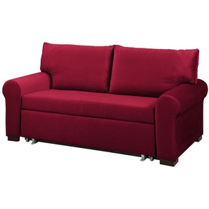 Jack & Alice Schlafsofa Latina XX Rot Samt 165x95x90 cm mit Schlaffunktion und Bettkasten