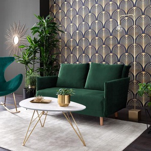 Schlafsofa Lobau II Grün Samt 132 x 82 x 91cm Glamour