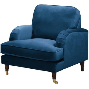 Sessel mit Rollen Blau/Dunkelblau Samt Pauno 78 x 85 x 86cm