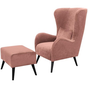 Sessel Pillig Pink/Mauve Samt mit Hocker 78 x 118 x 94cm