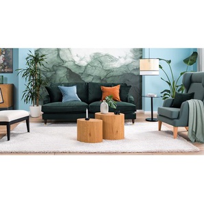 2-Sitzer Sofa mit Rollen Grün/Dunkelgrün Samt Pauno 190 x 85 x 96cm Glamour