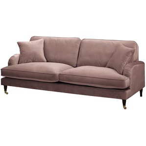 3-Sitzer Sofa mit Rollen Pink/Mauve Samt Pauno 211 x 85 x 96cm Glamour