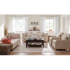 Jack & Alice Sofa Blomma 3-Sitzer Beige Webstoff 201x79x82 cm