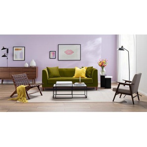 Sofa 3-Sitzer Grün/Olivgrün Samt 201 x 79 x 82cm Skandi Walnuss