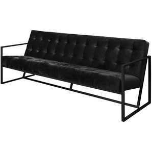 Sofa I Microfaser 3-Sitzer Schwarz/Schwarz Webstoff 216 x 74 x 86cm Glamour