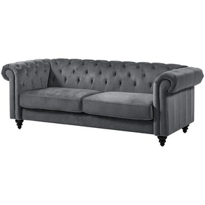 Jack & Alice Sofa Missoula 3-Sitzer Dunkelgrau Microfaser 219x78x88 cm