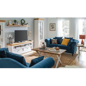 Sofa York 2-Sitzer Blau/Petrol Samt 185 x 84 x 79cm Glamour