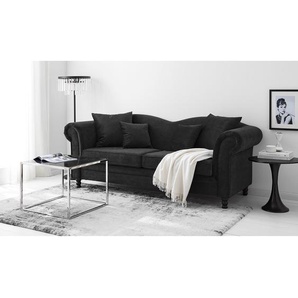 Jack & Alice Sofa York 3-Sitzer Anthrazit Samtstoff 213x84x79 cm