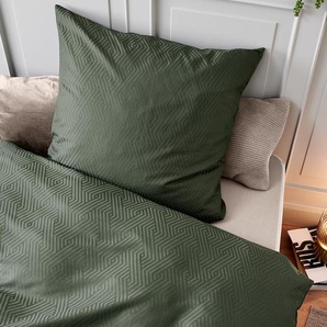 Jacquard-Bettwäsche - Grün - 100% Baumwolle - - Maße: 135 x 200 cm