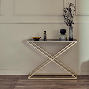 Jahnke Konsolentisch XTRA CONSOLE (1-St), Konsole/Beistelltisch in Gold-Look, aus Sicherheitsglas gefertigt