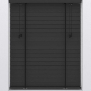 Jalousie MY HOME Alexia Jalousien Gr. 130 cm, 90 cm, schwarz (schwarz, schwarz, schwarz) Jalousien aus Bambus mit 50mm Lamellen, Bedienung durch Schnurzug