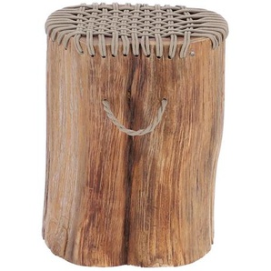 Jan Kurtz Gartenhocker Cono , Taupe, Teak , Holz, Kunststoff , Teakholz , vollmassiv , zylindrisch , 30x42x30 cm , Gartenmöbel, Gartenstühle, Gartenhocker