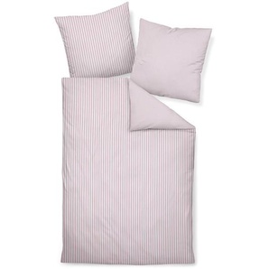 Janine Bettwäsche Chinchilla-S, Weiß, Rosa, Textil, Streifen, 135x200 cm, Oeko-Tex® Made IN Green, Textiles Vertrauen - Oeko-Tex®, schadstoffgeprüft, saugfähig, angenehm wärmend, hautfreundlich, atmungsaktiv, pflegeleicht, Schlaftextilien, Bettwäsche,