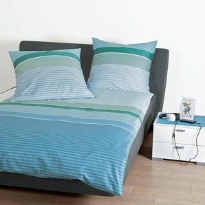 Bettwäsche JANINE J. D. 87074 Gr. B/L: 155 cm x 220 cm (1 St.), B/L: 80 cm x 80 cm (1 St.), Mako-Satin, grün (rauchgrün) Bettwäsche 155x220 cm mit Reißverschluss