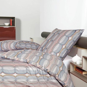 Bettwäsche JANINE moments 98086 Gr. B/L: 200 cm x 220 cm (1 St.), B/L: 80 cm x 80 cm & 80 cm x 80 cm (2 St.), Mako-Satin, bunt (koralle, bleu, rosenholz) Bettwäsche 200x220 cm mit Reißverschluss