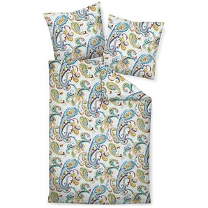Janine Bettwäsche Palermo , Blau, Orange, Türkis , Textil , Paisley , 155 cm , Textiles Vertrauen - Oeko-Tex® , bügelfrei, pflegeleicht, atmungsaktiv, hautfreundlich, saugfähig, schadstoffgeprüft , Schlaftextilien, Bettwäsche, Bettwäsche