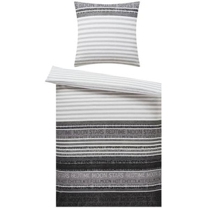 Janine Feinbiber Bettwäsche Schrift - grau - Materialmix - 135 cm | Möbel Kraft