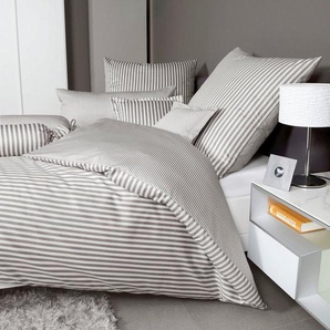 Janine Wendebettwäsche modernclassic 3912, 100% Baumwolle, Mako-Satin, 2 teilig, mit Reißverschluss, Streifen Design