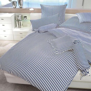 Janine Wendebettwäsche modernclassic 3912, 100% Baumwolle, Mako-Satin, 3 teilig, mit Reißverschluss, Streifen Design