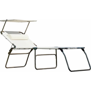 Relaxliege JANKURTZ fiam amigo big 50+ sun Sofas Gr. B/H/T: 74 cm x 50 cm x 207 cm, Kunststoffgewebe, grau Relaxliegen Dreibeinliege mit Sonnendach & Nackenkissen