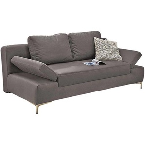 JANO Schlafsofa, Bezug Mikrofaser dunkelbraun 421/09 inkusive Kissen, Fuß Metall