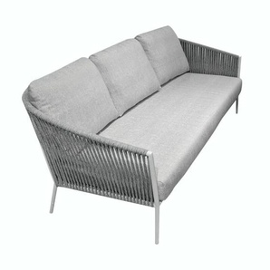 Jati&Kebon Fortuna 3-Sitzer Loungesofa - Gestell Alu weiß | Sitz Rope hellgrau melange | Kissen Natté Grey Chiné 01-002454