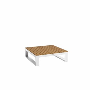 Jati&Kebon Virginia Loungetisch, Gestell Aluminium weiß, Teakplatte - 85 × 85 01-000631