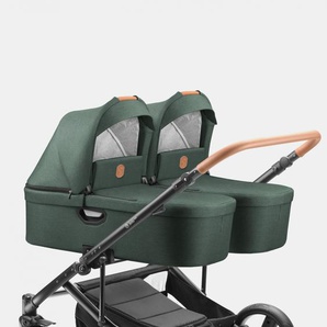 Jedo – Duo Zwillingskinderwagen –Set 2in1 – Farbe D52 – Nacht Grün mit Karamell Schiebegriff + Zubehörpaket gratis 127781