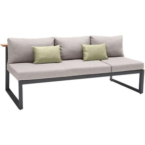 JIMMY Loungesofa, 3-Sitzer, Alu Rahmen in Dunkelgrau (MGR) Ablage aus Teakholz