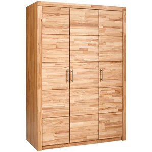 Jimmylee Babykleiderschrank Simone, Natur, Metall, Kernbuche, massiv,massiv, Pakkaholz, 140.4x206.5x61 cm, Babymöbel, Babykleiderschrank