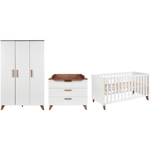Jimmylee Babyzimmer Emely, Weiß, Holzwerkstoff, 3-teilig, 3 Fächer, 3 Schubladen, Made in Germany, zum Juniorbett umbaubar, Aufbauanleitung im Karton, Lattenrost inklusive, Schlupfsprossen, Babymöbel, Babyzimmer-Sets