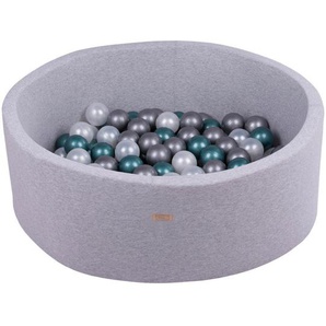 Jimmylee Bällebad, Silber, Türkis, Hellgrau, Perlmutt, Kunststoff, Textil, 30 cm, BPA-frei, ISO 9001, Textiles Vertrauen - Oeko-Tex®, EN 71, Made in