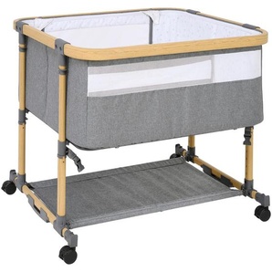 Jimmylee Beistellbett, Grau, Weiß, Ecru, Metall, Kunststoff, Textil, Holzwerkstoff, 84x83.2x84 cm, Reißverschluss, Bezug abnehmbar, waschbar,