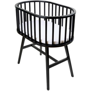 Jimmylee Beistellbett, Schwarz, Holz, Holzwerkstoff, Buche, Kautschukholz, vollmassiv, Sperrholz, 52x88x83 cm, Babymöbel, Babybetten, Beistellbetten