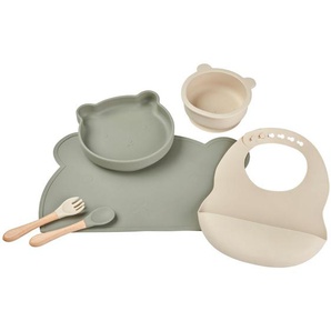 Jimmylee Essset Nature Line, Grau, Grün, Beige, Holz, Kunststoff, 6-teilig, Buche, vollmassiv, Lfgb, Füttern, Kindergeschirr