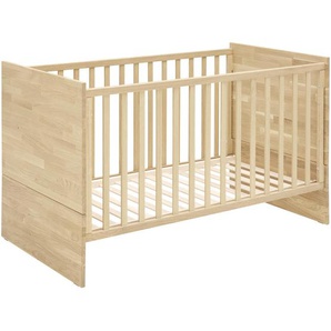 Jimmylee Gitterbett Felix, Eiche, Holz, Eiche, massiv, 77x85x143 cm, zum Juniorbett umbaubar, höhenverstellbar, Sprossen mit Normabstand, Aufbauanleitung im Karton, Schlupfsprossen, Babymöbel, Babybetten, Gitterbetten