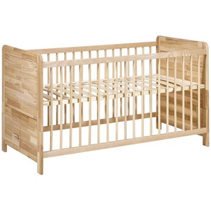 Jimmylee Gitterbett Simone , Natur, Buche , Holz , Kernbuche , massiv , 70x140 cm , zum Juniorbett umbaubar, höhenverstellbar, Lattenrost inklusive, Schlupfsprossen , Babymöbel, Babybetten, Gitterbetten