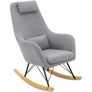 Jimmylee Stillstuhl Lisa, Grau, Schwarz, Eiche, Holz, Metall, Textil, Kautschukholz, massiv, Abstraktes, Füllung: Baumwollfüllung, 68x107.5x87 cm, Füttern, Stillen, Stillsessel