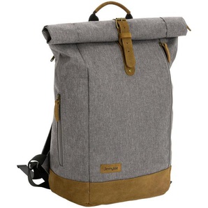 Jimmylee Wickelrucksack Rolltop, Grau, Kunststoff, Leder, Echtleder, Rauleder, 53x39x16 cm, Baden & Wickeln, Wickeln, Wickeltaschen