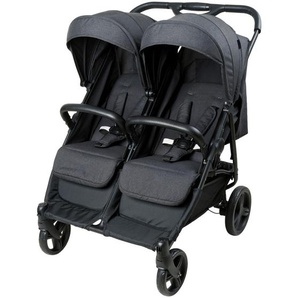 Jimmylee Zwillingswagen Jimmy Duo, Schwarz, Textil, 63.5x105x80 cm, EN 1888, Feststellbremse, Fußstütze abklappbar, 5-Punkte-Gurt, Transportsicherung,
