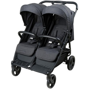 Jimmylee Zwillingswagen Jimmy Duo, Schwarz, Textil, 63.5x105x80 cm, EN 1888, Feststellbremse, Fußstütze abklappbar, 5-Punkte-Gurt, Transportsicherung,