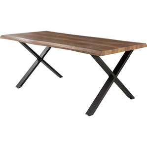 Jockenhöfer Gruppe Esstisch Marita, 180x100 cm geschwungene Baumkantenoptik und schwarzes Untergestell