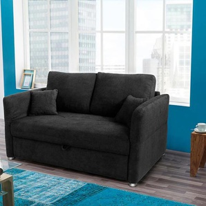 Schlafsofa JOCKENHÖFER GRUPPE Luca Sofas Gr. B/H/T: 166 cm x 90 cm x 102 cm, Microflausch, 2-Sitzer, schwarz Einzelsofas inklusive Bettfunktion und Armlehnenverstellung, in 2 Breiten