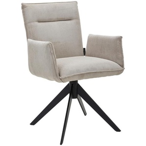Johann Jakob Armlehnstuhl , Ecru , Metall, Textil , Stativgestell , 59x87x62 cm , Stoffauswahl, Typenauswahl, Sitzfläche 360° drehbar, automatische Rückholfunktion , Esszimmer, Stühle, Esszimmerstühle, Armlehnenstühle